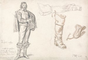 Ayakta Duran Figür ve Çizme Çalışmaları, 1825 (kağıt üzerinde grafit ve sepya yıkama) by James Ward
