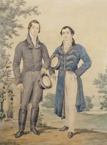 İki beyefendinin portresi, 1817 (kalem ve tuvalet, beyazla yükseltilmiş) by James Warren Childe