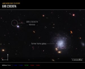 Kilonova ve Ev Sahibi Galaksi Pusulası Görüntüsü by James Webb Space Telescope (NASA)
