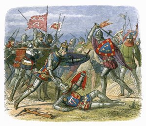 Kral Henry V, Agincourt savaşında Alencon dükü tarafından saldırıya uğradı by James William Edmund Doyle