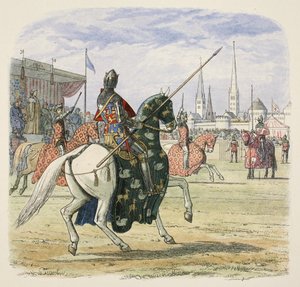 Richard II stops the duel between Hereford and Norfolk, from A Chronicle of England BC 55 to AD 1485, pub. London by James William Edmund Doyle