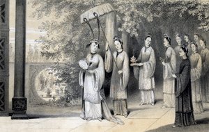 Dut bahçesinden tapınağa giden imparatoriçe ve hizmetçileri, 1847.