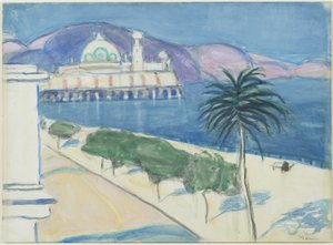 Casino by the Sea, c.1921 (gemiye monte edilmiş dokuma kağıt üzerine grafit ve suluboya) by James Wilson Morrice