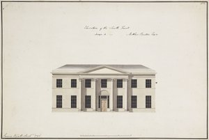 Soho Evi: Zemin Kat Planı; Yatak Odası Kat Planı; Güney Cephesinin Yükseltisi, Tasarım A, Güney Cephesinin Yükselişi, Tasarım B ve Kuzey Cephesinin Yükselişi, 1796
