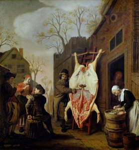 Kasap Dükkanı (tuval üzerine yağlıboya) by Jan (1620-76) Victors