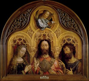 İsa, Meryem Ana ile Vaftizci Yahya arasında - Peinture de Jan Gossaert (Gossart) dit Mabuse (yaklaşık 1478-1532) - 1510-1515 - Ahşap üzerine yağlı boya - 122x133 - Museo del Prado, Madrid