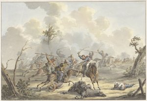 Kırım Kazakları ile Fransız Atlı Topçuları Arasında Saldırı by Jan Anthonie Langendijk Dzn