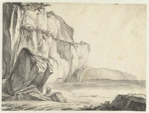 Sudan yükselen kayalar ile kıyı görünümü by Jan Asselijn (attributed to)