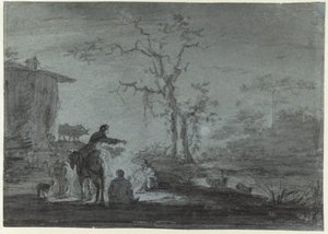 Ay Işığında Kamp Ateşi Yanında Çoban by Jan Asselijn (possibly)