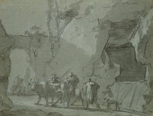 Archway Önünde Çoban, c.1650-52 (kağıt üzerinde hint mürekkebi ve tebeşir)