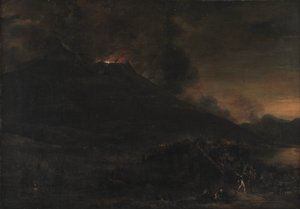 Akşam karanlığında patlayan Vezüv by Jan Asselijn