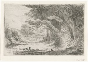 Tavşanlar ile orman kenarı by Jan Bos Wz. (signed by artist)