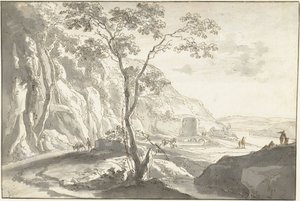 Rakamlarla dağlık manzara by Jan Both (possibly)