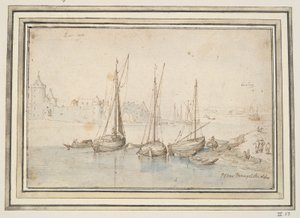 Ruhrort ve Duisburg manzarası by Jan Brueghel the Elder