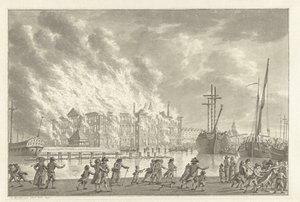 Topraklarda Yangın Zeemagazijn, 1791 by Jan Bulthuis (signed by artist)