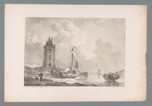 Kule ile kıyı manzara Wijlen den Wel-Ed koleksiyonundan Hollandalı ustaların tabloları. doğmak Bay J.A. van Barajı (dizi adı) by Jan Dam Steuerwald (possibly)