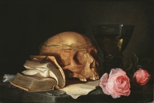 Kafatası, Kitap ve Güllü Bir Vanitas Natürmort, 1630 dolayları