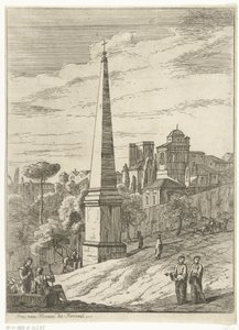 Bir dikilitaş ve şehir manzarası ile İtalyan manzara by Jan Frans van Bloemen