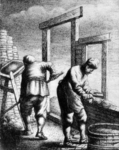 Esnaf ve meslekleri betimleyen bir diziden duvar ustaları, c.1635 (gravür)