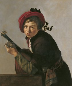 Theorbo oynayan genç adam by Jan Gerritsz van Bronckhorst