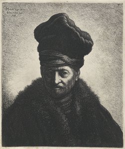 Kürk şapkalı bir adamın büstü Rembrandt