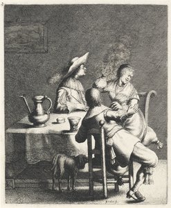Sigara içen bir kadına duman üfledi Koku Beş duyu (dizi adı) by Jan Gillisz. van Vliet