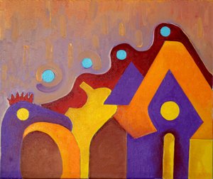 Tamamen bilinmeyen bir Hayvan eve girmeye çalışır, 2009 (tuval üzerine yağlı boya) by Jan Groneberg