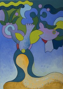 Kirli Sulardaki Küçük Deniz Kızı, 2007 (tuval üzerine yağlı boya) by Jan Groneberg