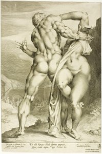 Sabine Kadınına Tecavüz, Arkadan Görünüm by Jan Harmensz. Muller