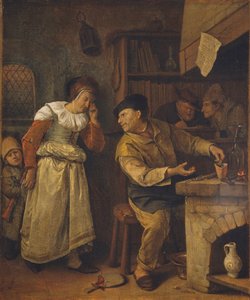Noterin Huzurunda Bir Kadının Mücevherini Eriten Kuyumcu: Simyacı, c. 1668-70 (tuval üzerine yağlı boya) by Jan Havicksz. Steen