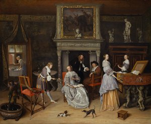 Jan Steen ve Gerrit Schouten Ailesi ile Fantasy Interior, c.1659-60 (tuval üzerine yağlı boya) by Jan Havicksz. Steen