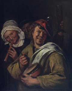 Rommelpot: Üç Figürlü İç Mekan (panel üzeri yağlı boya) by Jan Havicksz. Steen