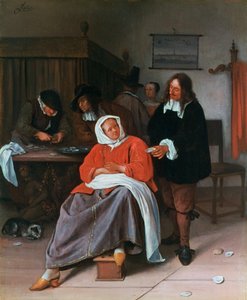 Bir Kadına İstiridye Sunan Bir Adam, c1660-1665 by Jan Havickszoon Steen