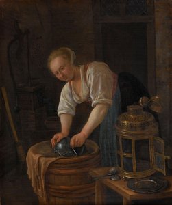 Metal eşyayı yıkayan kadın, 1650-60 by Jan Havickszoon Steen