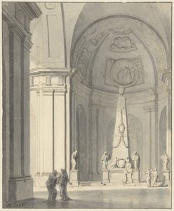 Bir cenaze anıtı ile büyük tonozlu salon by Jan Hendrik Troost van Groenendoelen