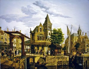 Kanal Boyunca Bir Hollanda Sokak Manzarası by Jan Hendrik Verheyen