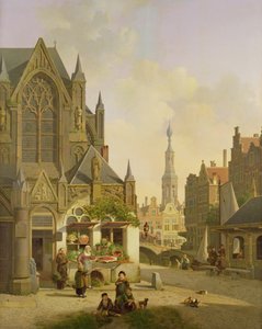 Hollandalı bir kasabada sebze tezgahı by Jan Hendrik Verheyen