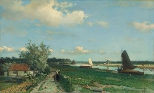 Rijswijk yakınlarındaki Trekvliet Kanalı, ayrıca: Geest Köprüsü yakınında görüntüleyin. 1868