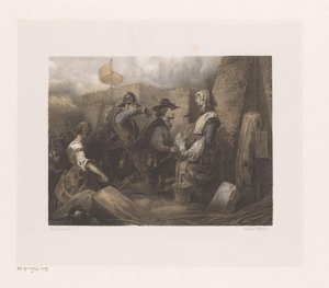 Şehir kapısında kadın ve askerler, muhtemelen Kenau Simonsdatter by Jan Hendrik van de Laar