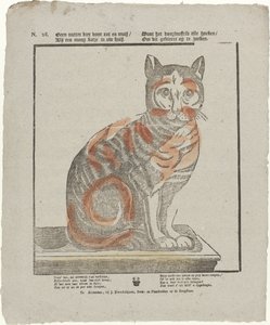Çürümeye ve fareye faydalı bir hayvan değil / Evinizdeki güzel bir kedi yavrusu gibi. / Bu canavarı aramak için tüm köşeleri gözetlediği için (nesne üzerindeki başlık) by Jan Hendriksen