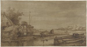Çiftlik ve yalan mavna ile yelken görünümü by Jan Hulswit (possibly)