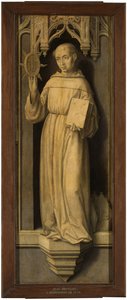 """Sienalı Aziz Bernardino (1380-1444)"" (Sienalı Aziz Bernardino) Tablo Jan Provost (Provoost) (1465-1529) - c 1510 - Ahşap üzerine yağlıboya Dim 123x45 cm Museo del Prado, Madrid
