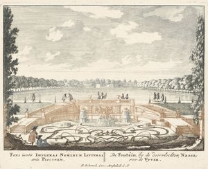 Fountain and large pond in the gardens of Het Loo Palace, 1694-97 