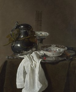Kalaylı Flagon ve İki Ming Kasesi ile Natürmort, 1651 by Jan Jansz. Treck