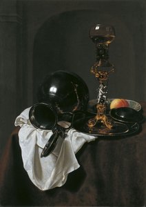 Bir kadeh şarap ve kalaylı sürahi ile natürmort by Jan Jansz. Treck