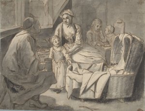 Çocuklu bir aile ile iç by Jan Josef Horemans (II) (possibly)