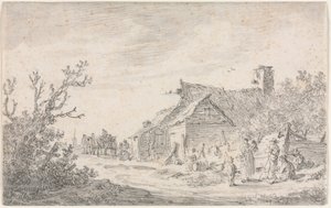 Bir Kulübe ve Rakamlarla Manzara, 1653. by Jan Josephsz van Goyen