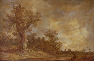 Rakamlar ve meşe ağacı ile ormanlık manzara by Jan Josephsz van Goyen