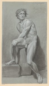 Oturan erkek çıplak, önden bakıldığında (1. ödül 1791) by Jan Kamphuijsen
