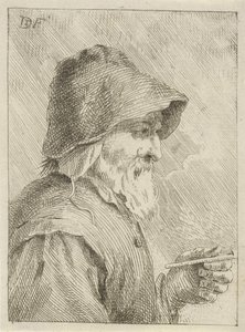 Sakallı ve elinde pipo olan yaşlı adam by Jan Lauwryn Krafft (I) (attributed to)